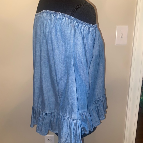 GIANNI BINI off the shoulder denim look top Size M - Picture 4 of 5